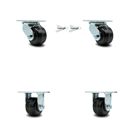 Service Caster 3.25 Inch Phenolic Caster Set with Ball Bearings 2 Swivel Lock 2 Rigid SCC SCC-30CS3420-PHB-BSL-2-R-2